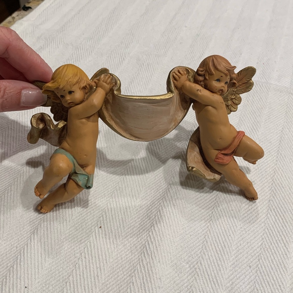 Vintage Fontanini Cherubs Holding Banner